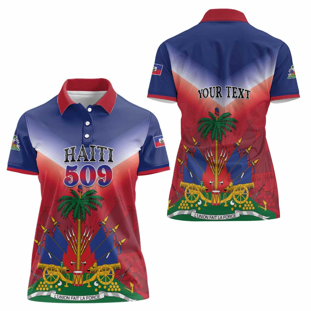 Personalized Haiti 509 Women Polo Shirt Repiblik d Ayiti