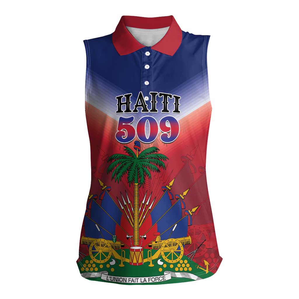 Personalized Haiti 509 Women Sleeveless Polo Shirt Repiblik d Ayiti