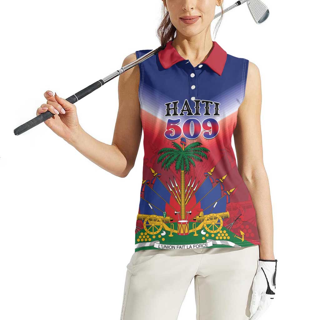 Personalized Haiti 509 Women Sleeveless Polo Shirt Repiblik d Ayiti