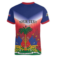 Personalized Haiti 509 Women V-Neck T-Shirt Repiblik d Ayiti