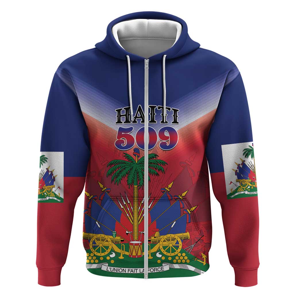 Personalized Haiti 509 Zip Hoodie Repiblik d Ayiti