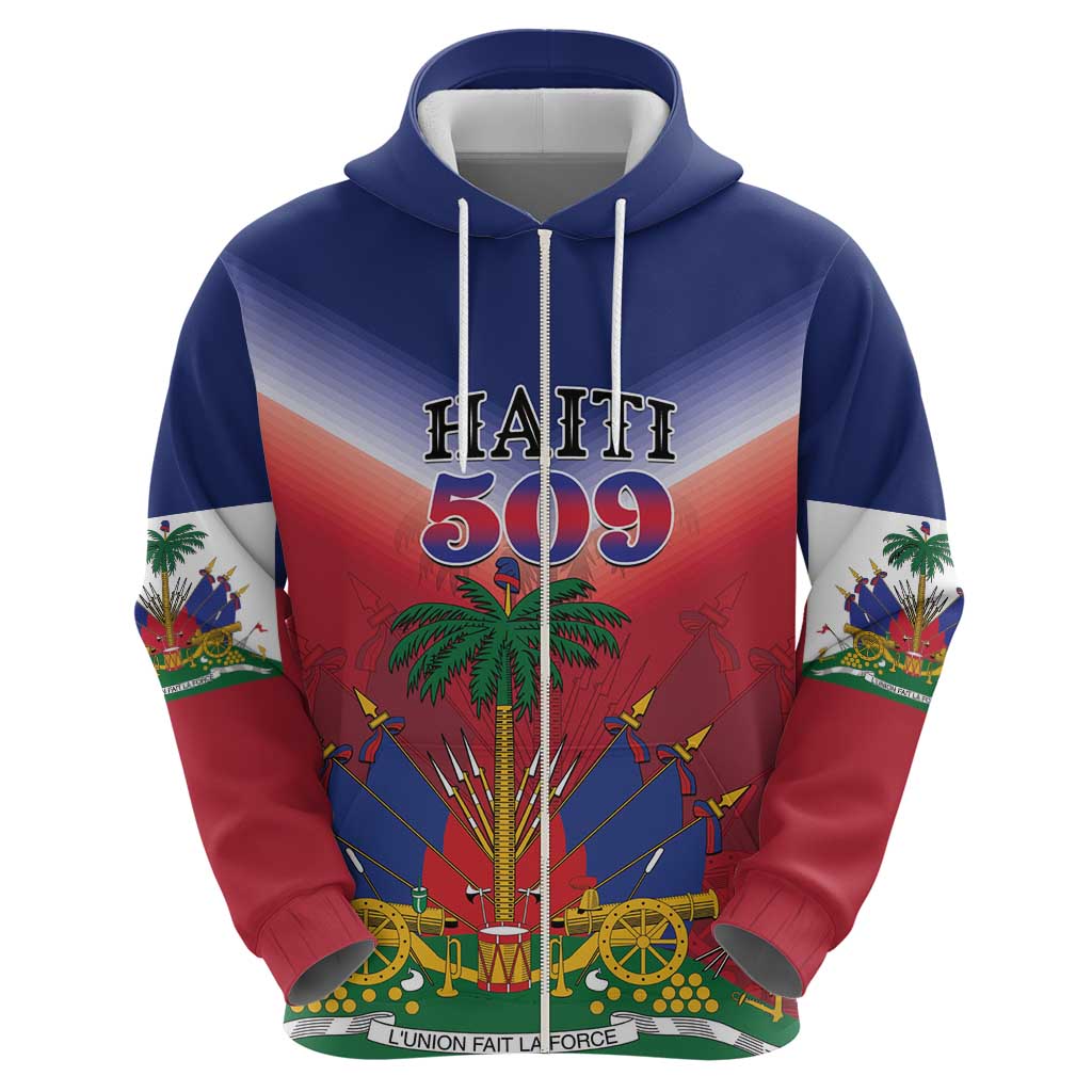 Personalized Haiti 509 Zip Hoodie Repiblik d Ayiti
