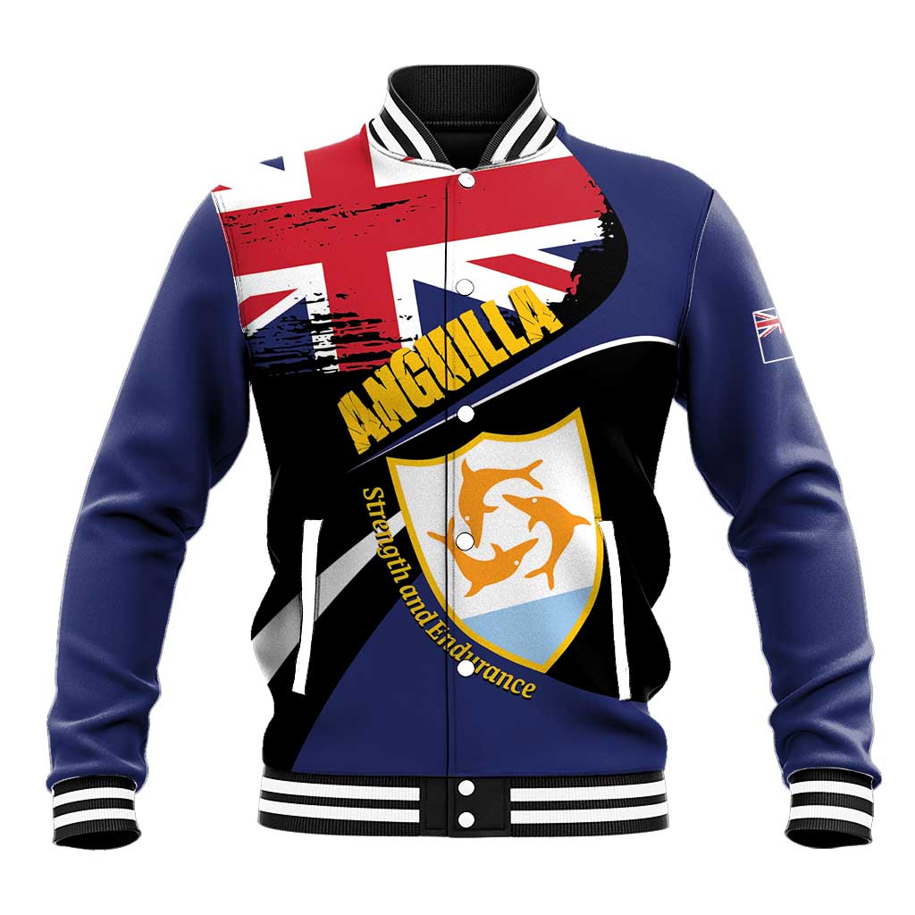 Personalised Anguilla Baseball Jacket Strength and Endurance Grunge