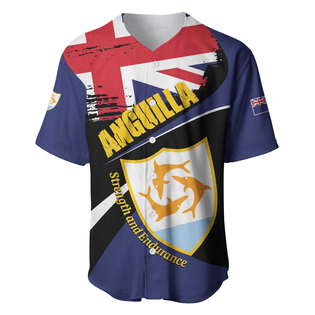 Personalised Anguilla Baseball Jersey Strength and Endurance Grunge