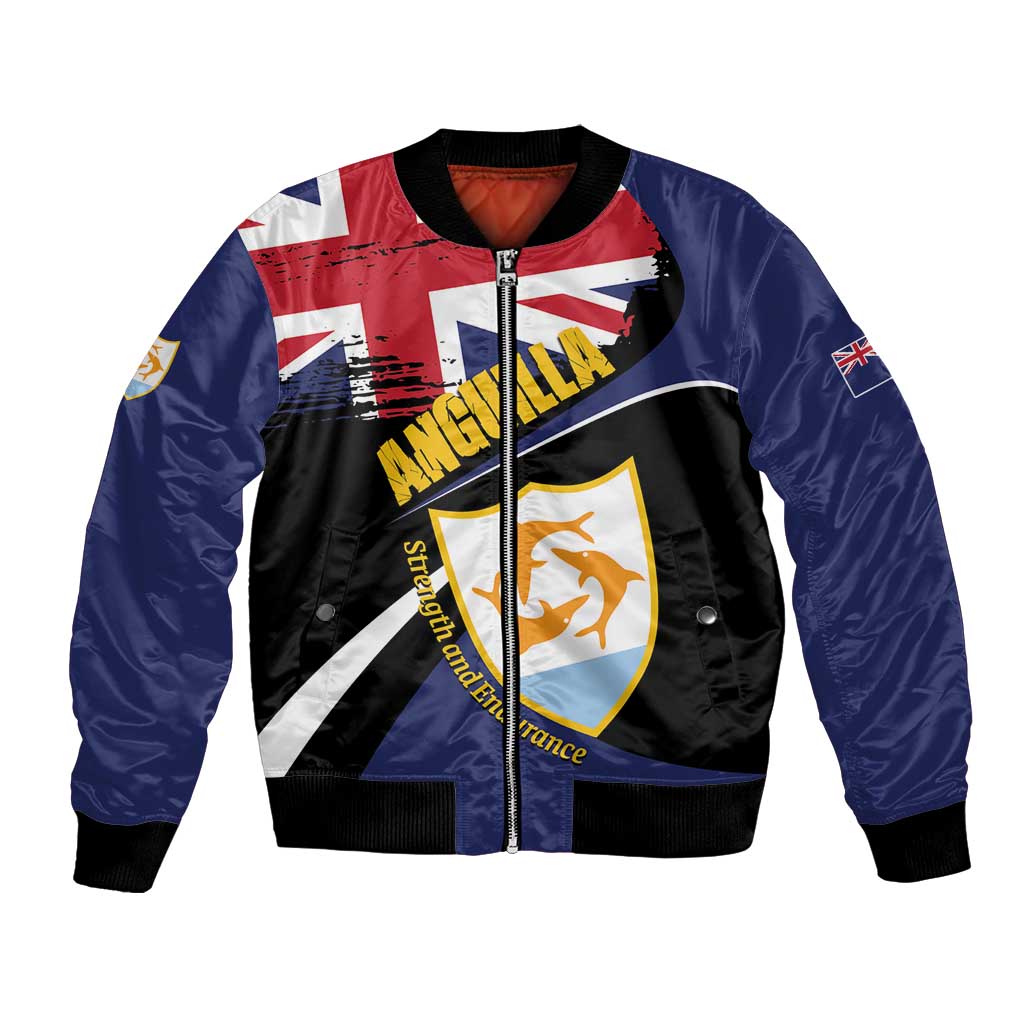 Personalised Anguilla Bomber Jacket Strength and Endurance Grunge