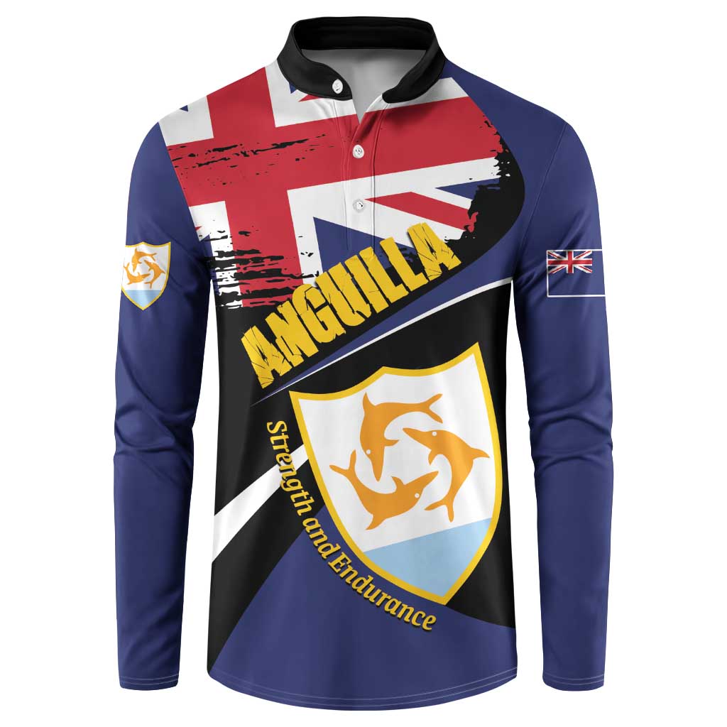 Personalised Anguilla Button Sweatshirt Strength and Endurance Grunge