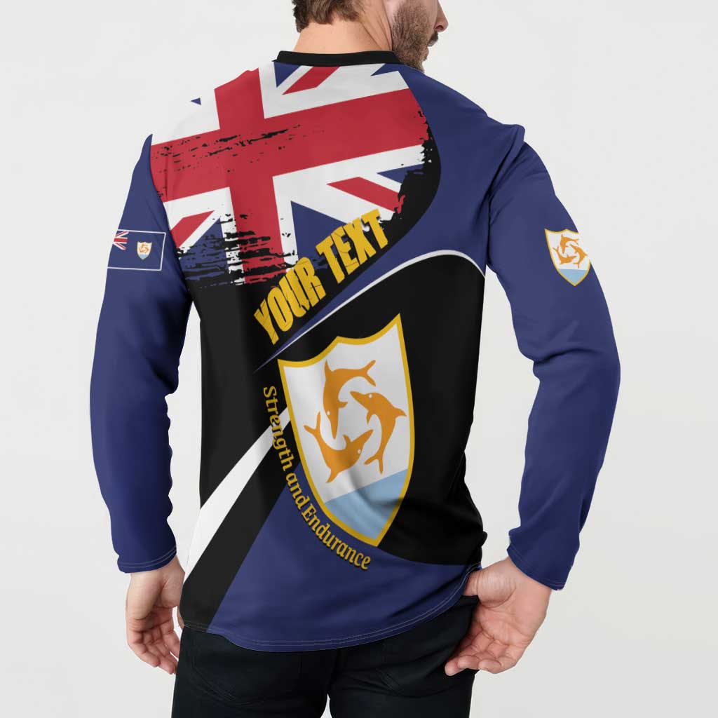 Personalised Anguilla Button Sweatshirt Strength and Endurance Grunge