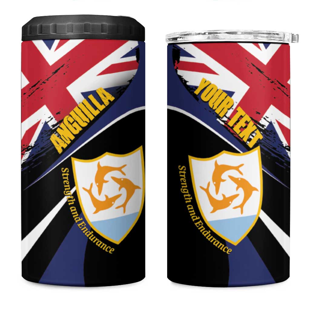 Personalised Anguilla 4 in 1 Can Cooler Tumbler Strength and Endurance Grunge