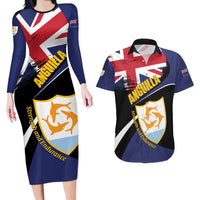 Personalised Anguilla Couples Matching Long Sleeve Bodycon Dress and Hawaiian Shirt Strength and Endurance Grunge