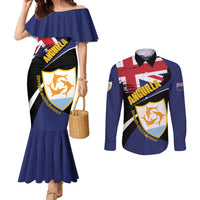 Personalised Anguilla Couples Matching Mermaid Dress and Long Sleeve Button Shirt Strength and Endurance Grunge