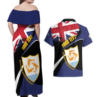Personalised Anguilla Couples Matching Off Shoulder Maxi Dress and Hawaiian Shirt Strength and Endurance Grunge