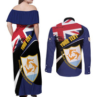 Personalised Anguilla Couples Matching Off Shoulder Maxi Dress and Long Sleeve Button Shirt Strength and Endurance Grunge
