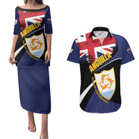 Personalised Anguilla Couples Matching Puletasi and Hawaiian Shirt Strength and Endurance Grunge
