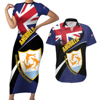 Personalised Anguilla Couples Matching Short Sleeve Bodycon Dress and Hawaiian Shirt Strength and Endurance Grunge