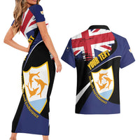 Personalised Anguilla Couples Matching Short Sleeve Bodycon Dress and Hawaiian Shirt Strength and Endurance Grunge