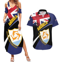 Personalised Anguilla Couples Matching Summer Maxi Dress and Hawaiian Shirt Strength and Endurance Grunge