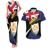 Personalised Anguilla Couples Matching Tank Maxi Dress and Hawaiian Shirt Strength and Endurance Grunge