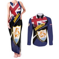 Personalised Anguilla Couples Matching Tank Maxi Dress and Long Sleeve Button Shirt Strength and Endurance Grunge