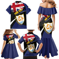 Personalised Anguilla Family Matching Mermaid Dress and Hawaiian Shirt Strength and Endurance Grunge