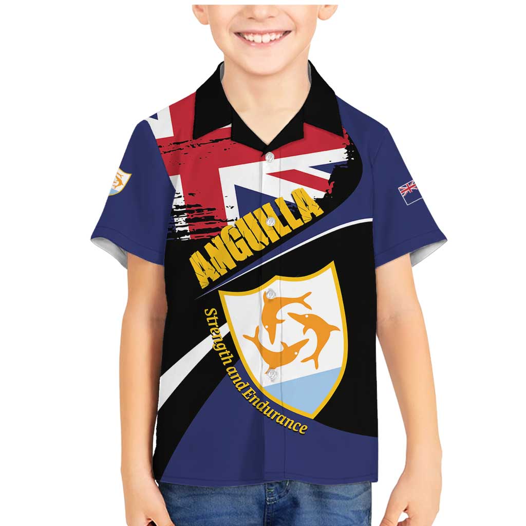 Personalised Anguilla Family Matching Mermaid Dress and Hawaiian Shirt Strength and Endurance Grunge