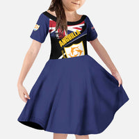 Personalised Anguilla Family Matching Off The Shoulder Long Sleeve Dress and Hawaiian Shirt Strength and Endurance Grunge