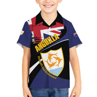Personalised Anguilla Family Matching Off The Shoulder Long Sleeve Dress and Hawaiian Shirt Strength and Endurance Grunge