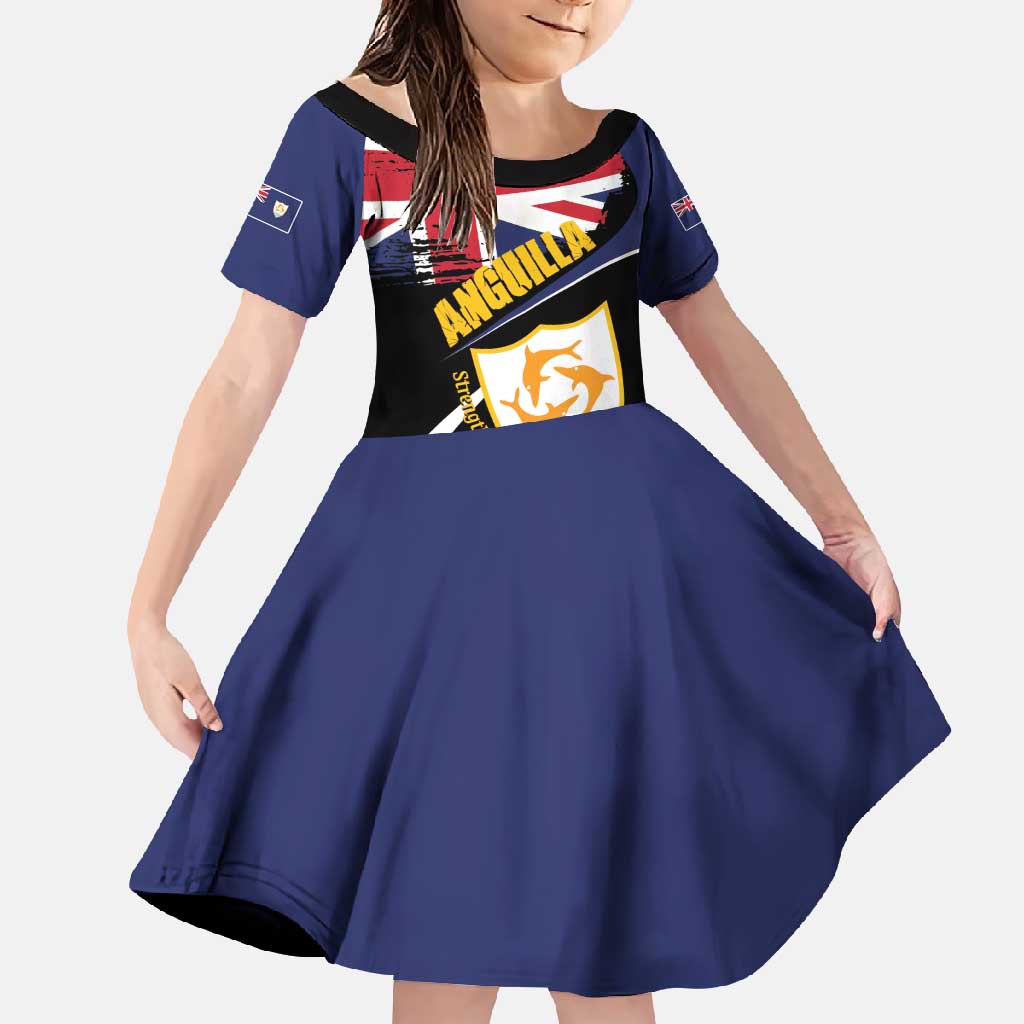 Personalised Anguilla Family Matching Off Shoulder Maxi Dress and Hawaiian Shirt Strength and Endurance Grunge