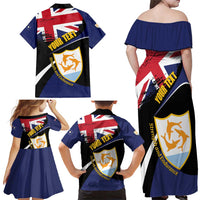Personalised Anguilla Family Matching Off Shoulder Maxi Dress and Hawaiian Shirt Strength and Endurance Grunge