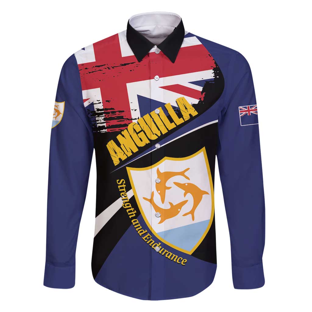 Personalised Anguilla Family Matching Off Shoulder Maxi Dress and Hawaiian Shirt Strength and Endurance Grunge