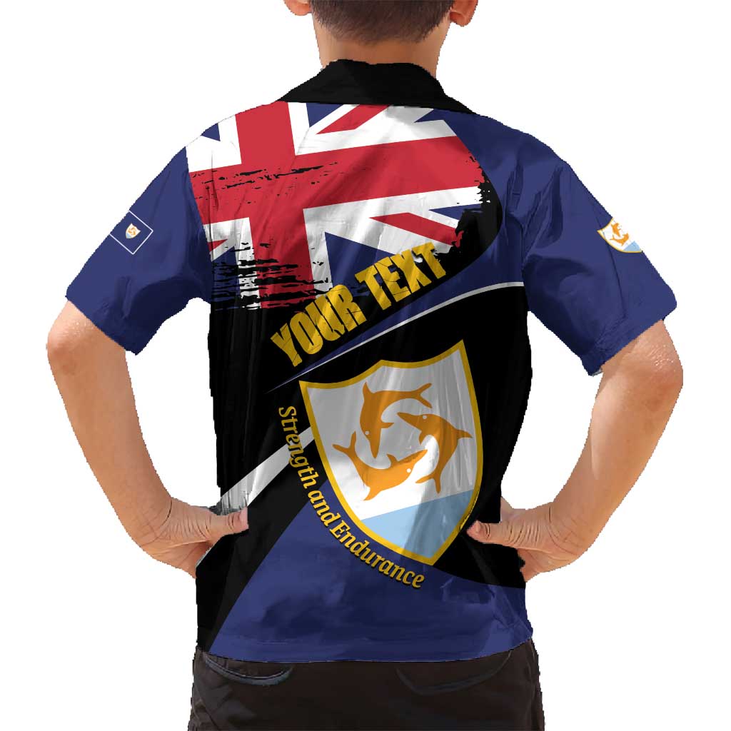 Personalised Anguilla Family Matching Off Shoulder Short Dress and Hawaiian Shirt Strength and Endurance Grunge