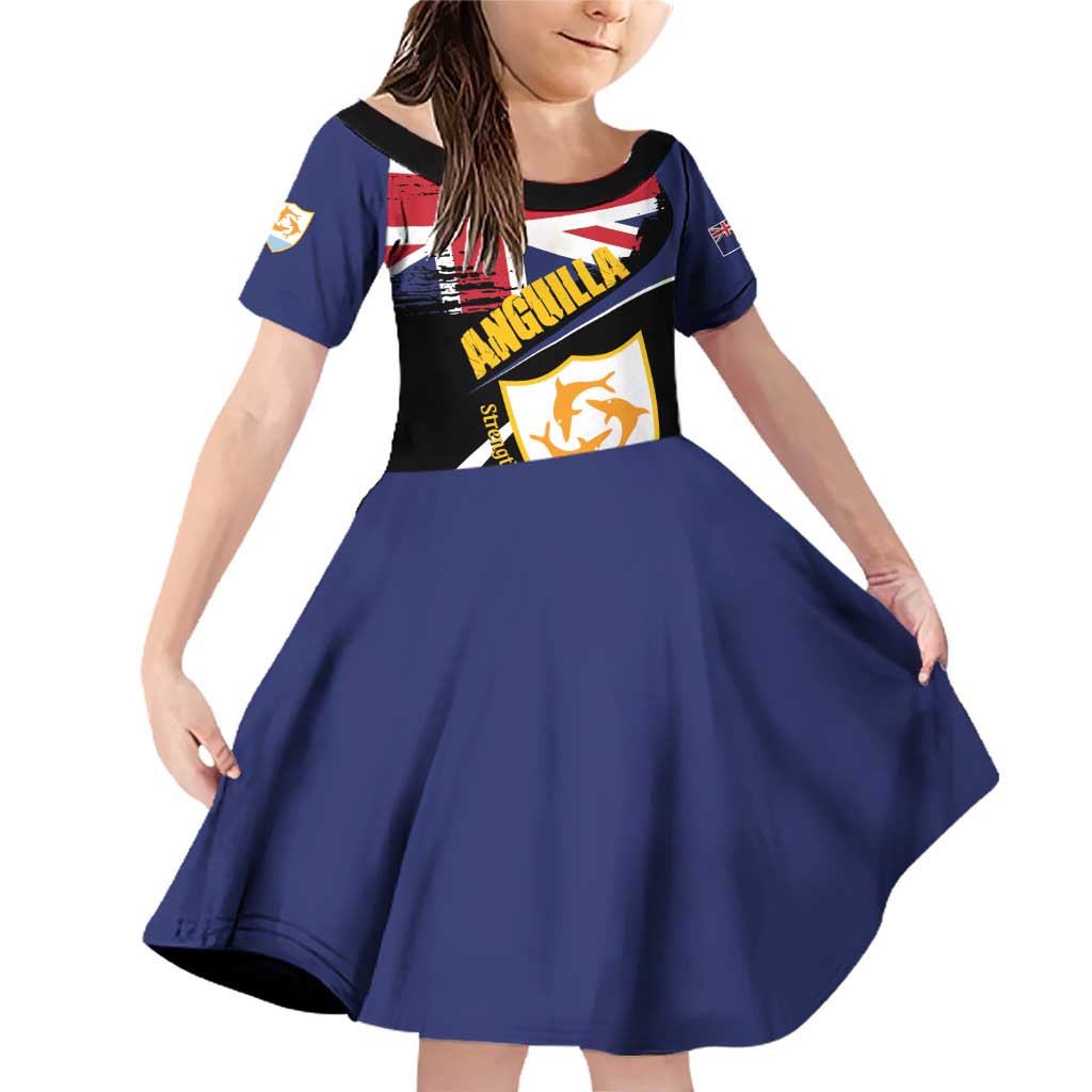 Personalised Anguilla Family Matching Off Shoulder Short Dress and Hawaiian Shirt Strength and Endurance Grunge