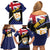 Personalised Anguilla Family Matching Off Shoulder Short Dress and Hawaiian Shirt Strength and Endurance Grunge