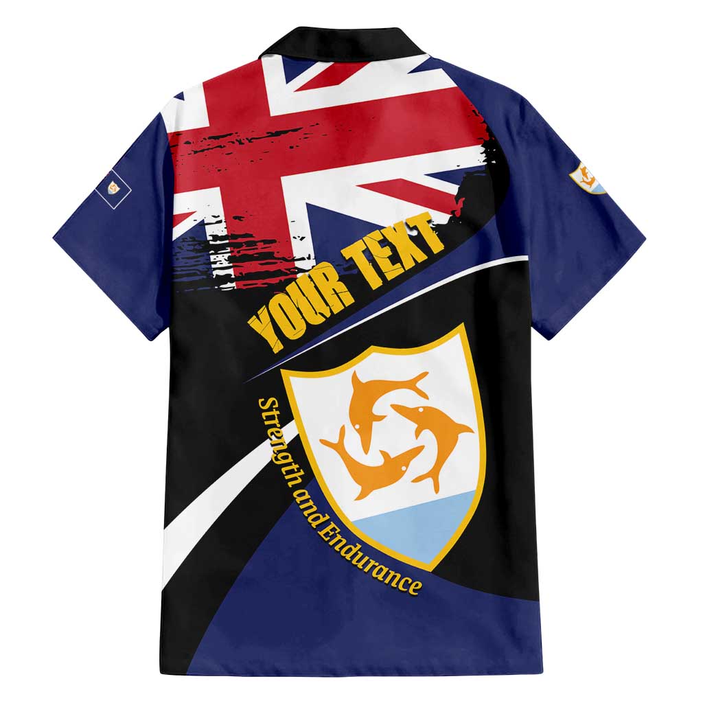 Personalised Anguilla Family Matching Off Shoulder Short Dress and Hawaiian Shirt Strength and Endurance Grunge