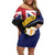 Personalised Anguilla Family Matching Off Shoulder Short Dress and Hawaiian Shirt Strength and Endurance Grunge