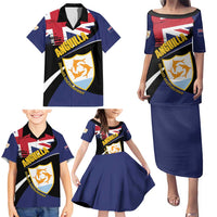 Personalised Anguilla Family Matching Puletasi and Hawaiian Shirt Strength and Endurance Grunge