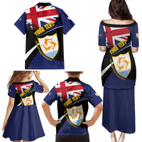Personalised Anguilla Family Matching Puletasi and Hawaiian Shirt Strength and Endurance Grunge