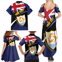 Personalised Anguilla Family Matching Summer Maxi Dress and Hawaiian Shirt Strength and Endurance Grunge