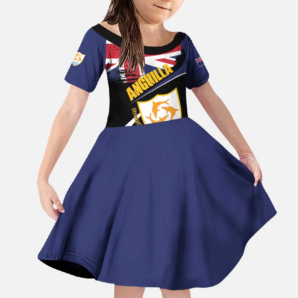 Personalised Anguilla Family Matching Tank Maxi Dress and Hawaiian Shirt Strength and Endurance Grunge