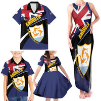 Personalised Anguilla Family Matching Tank Maxi Dress and Hawaiian Shirt Strength and Endurance Grunge