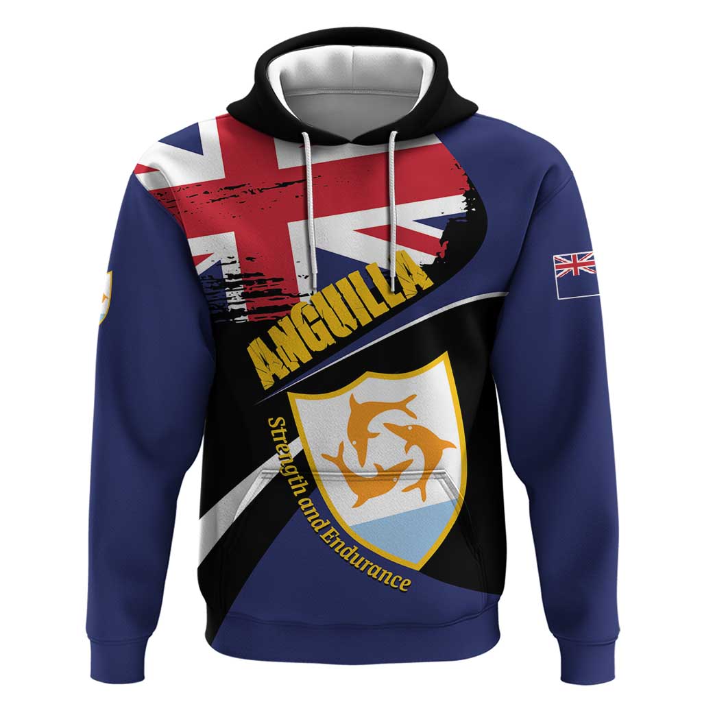Personalised Anguilla Hoodie Strength and Endurance Grunge