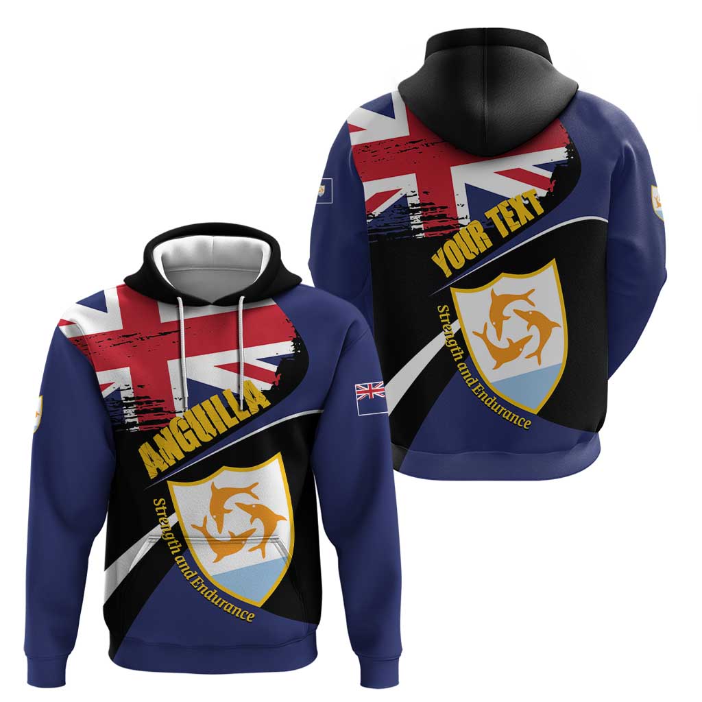 Personalised Anguilla Hoodie Strength and Endurance Grunge