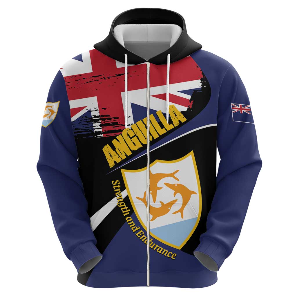 Personalised Anguilla Hoodie Strength and Endurance Grunge
