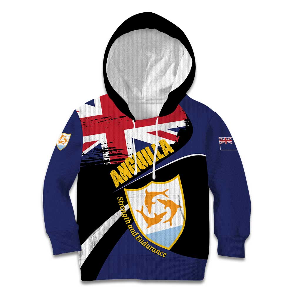 Personalised Anguilla Kid Hoodie Strength and Endurance Grunge