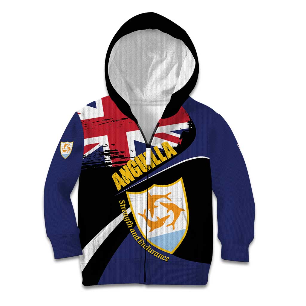 Personalised Anguilla Kid Hoodie Strength and Endurance Grunge