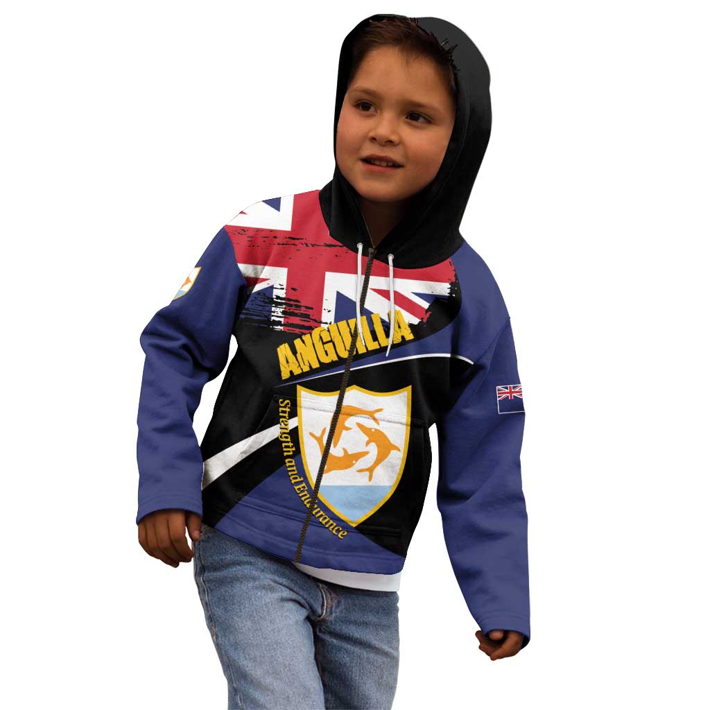 Personalised Anguilla Kid Hoodie Strength and Endurance Grunge