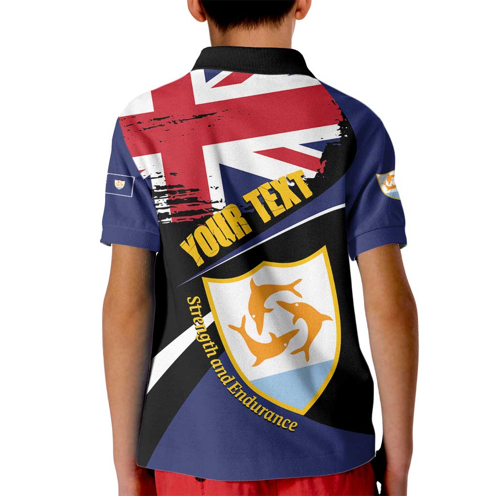 Personalised Anguilla Kid Polo Shirt Strength and Endurance Grunge