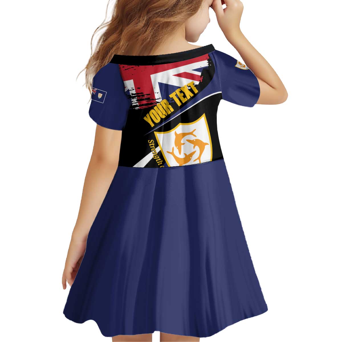 Personalised Anguilla Kid Short Sleeve Dress Strength and Endurance Grunge