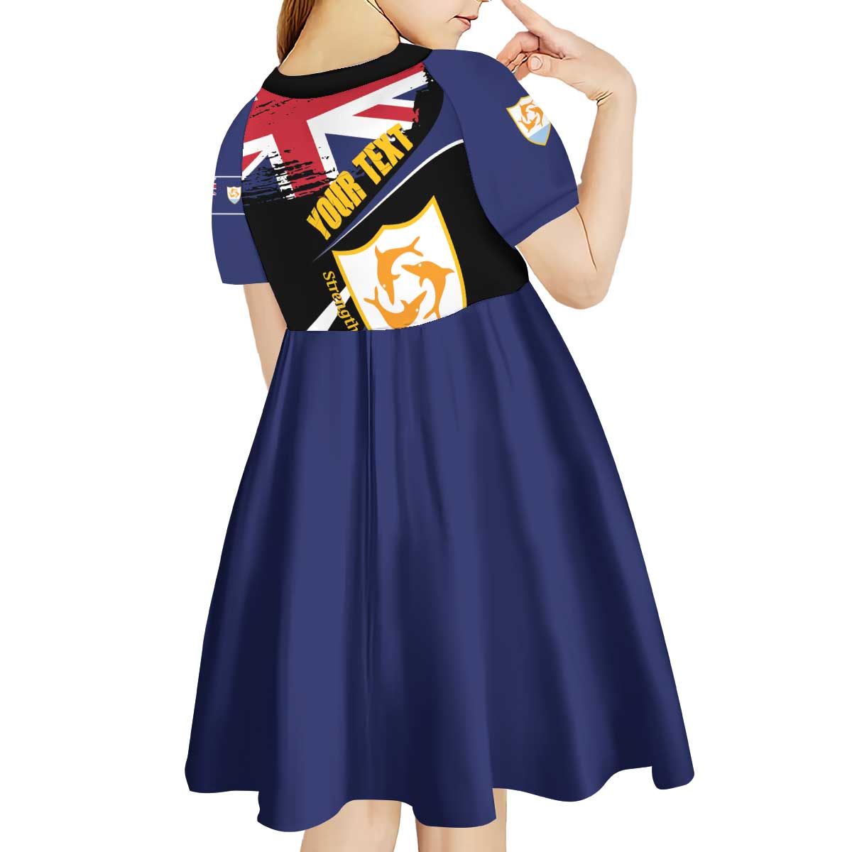 Personalised Anguilla Kid Short Sleeve Dress Strength and Endurance Grunge