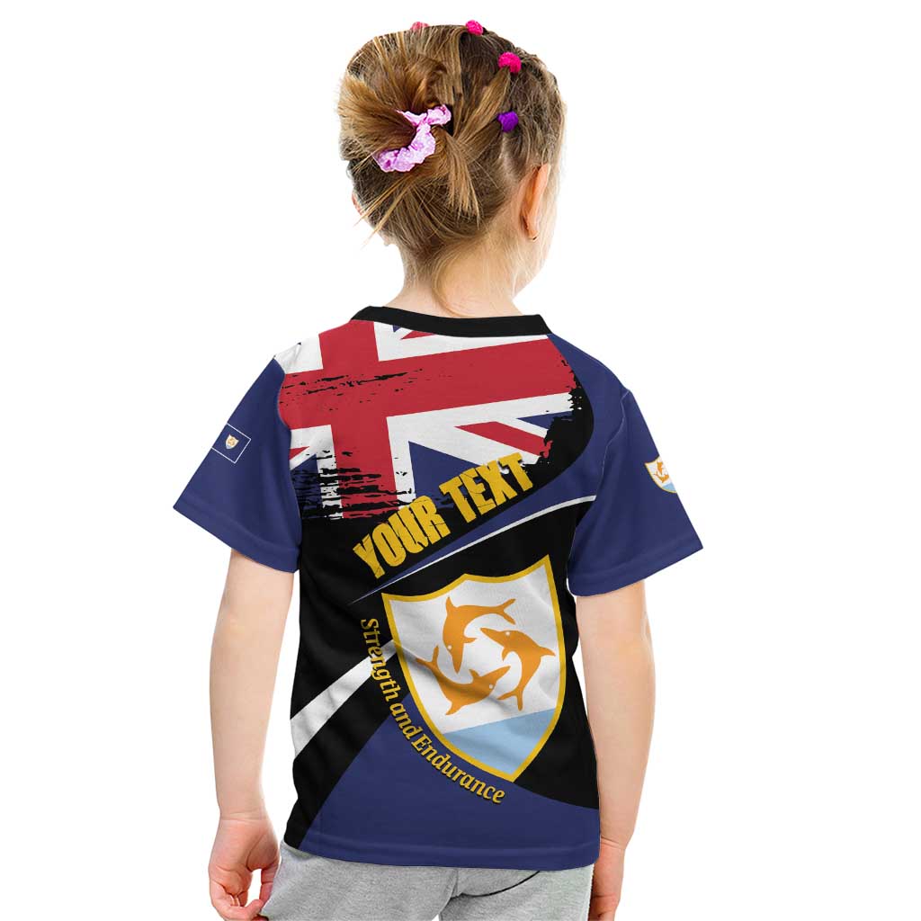 Personalised Anguilla Kid T Shirt Strength and Endurance Grunge