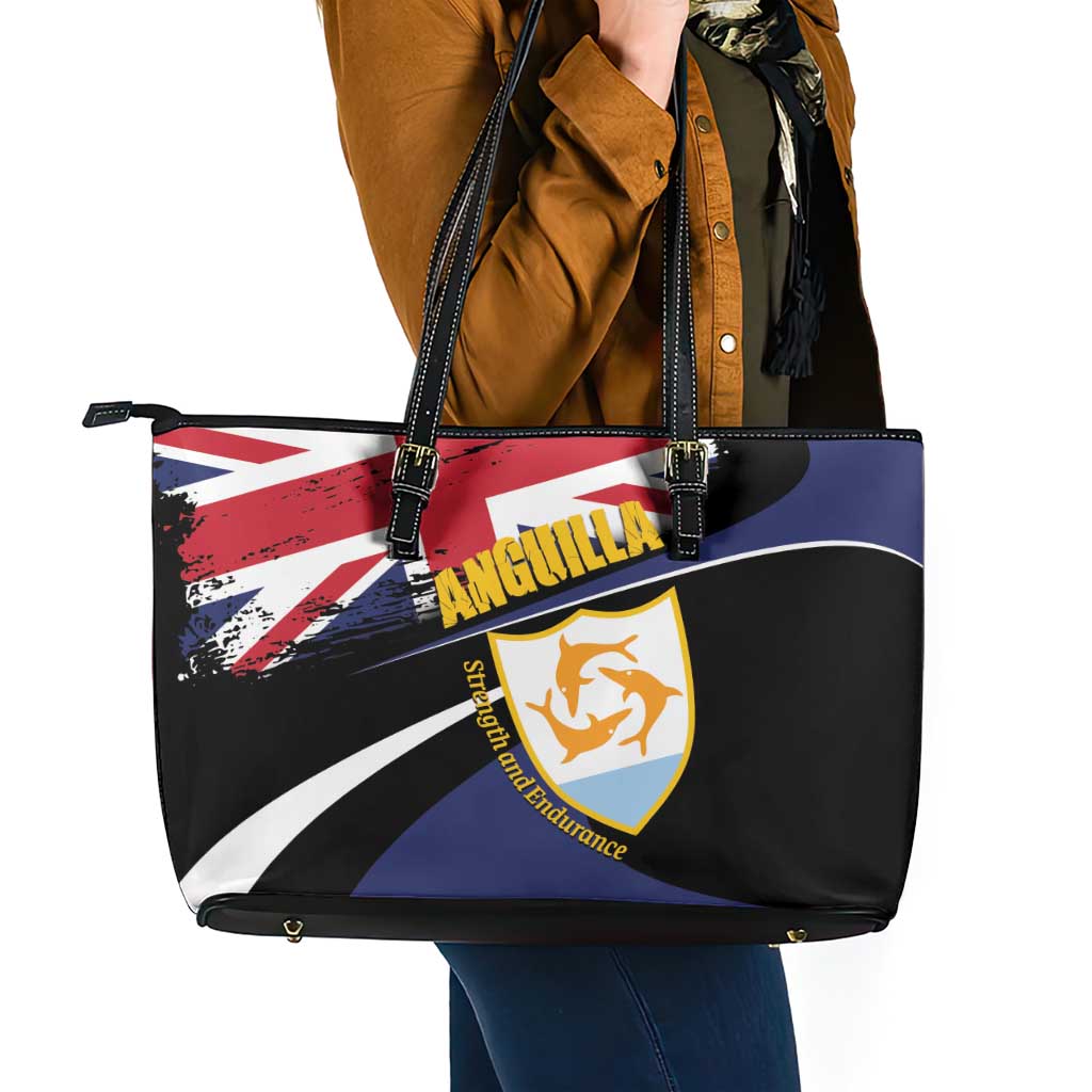 Anguilla Leather Tote Bag Strength and Endurance Grunge